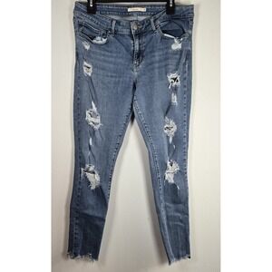 Levis Women's 711 Skinny Size 31 Light‎ Wash Distressed Cotton Stretch Jeans